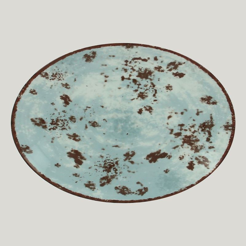 Тарелка RAK Porcelain Peppery овальная плоская 21*15 см, голубой цвет