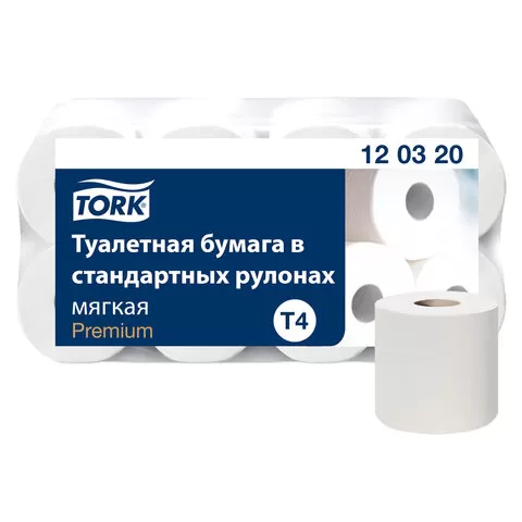 Туалетная бумага 2-слойная, спайка 8шт*23 м, Premium TORK (Система Т4)