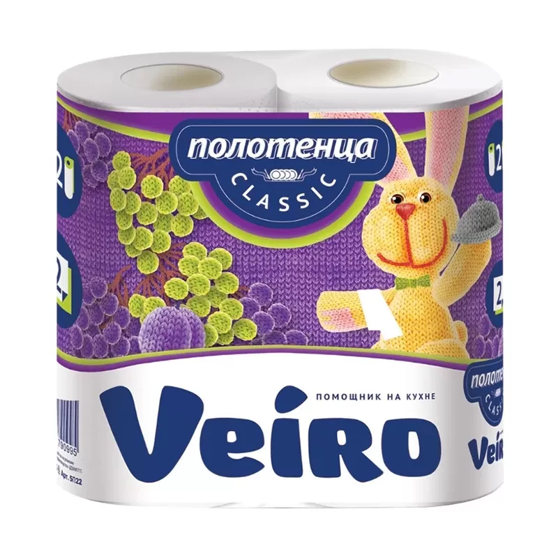Полотенца рулонные Veiro/Лилия 2сл 60л, 13м 2шт/12