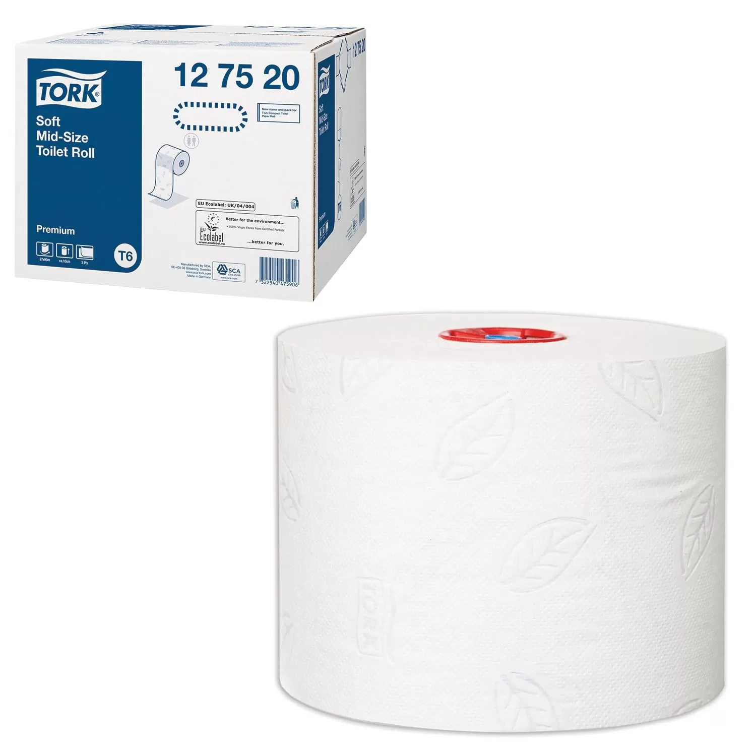 Бумага туалетная 90м, TORK (Система Т6)  Premium, 2-сл, белая /1/27