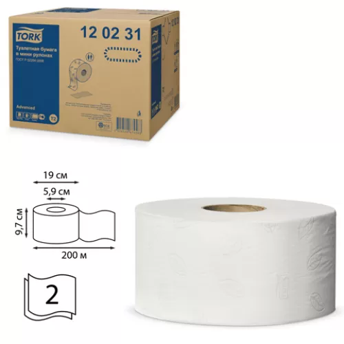 Туалетная бумага в мини-рулонах Tellus(Tork) 170м Т2 2сл /12