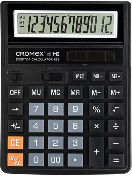 Калькулятор настольный CROMEX 888 (185×145 мм), 12 разрядов, ЧЕРНЫЙ