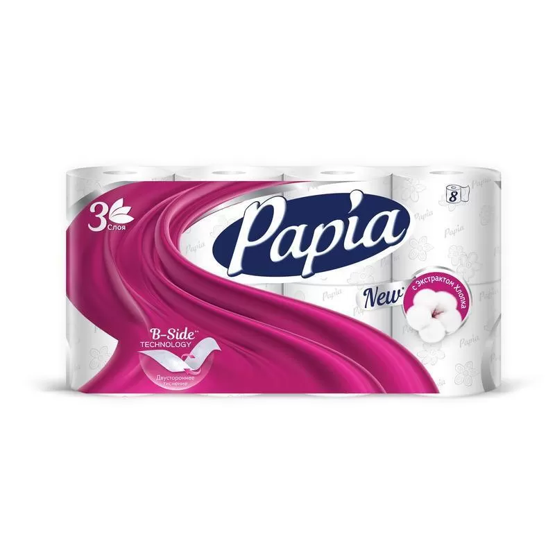 Туалетная бумага Papia 3слоя 8шт/уп /7