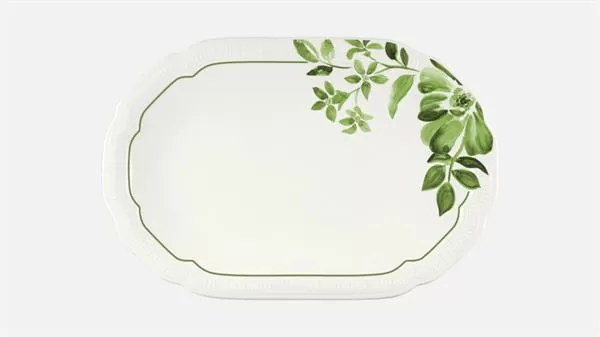 Блюдо овальное 24×16 см, декор зеленый, FLORAL CREATE