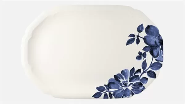 Блюдо овальное 33×22 см, декор синий, FLORAL CREATE