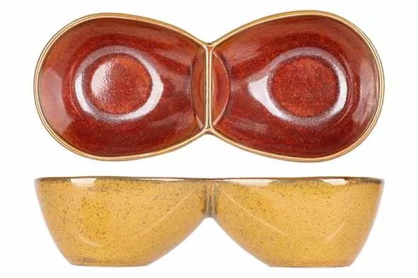 Соусник «двойной» / менажница 14×6,2 см h 3,5 см, Elements Mustard