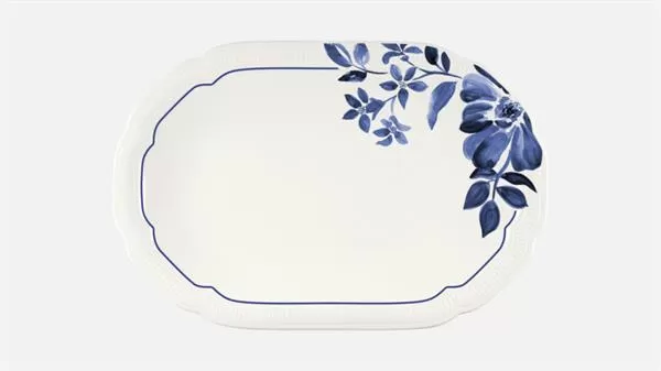 Блюдо овальное 24×16 см, декор синий, FLORAL CREATE