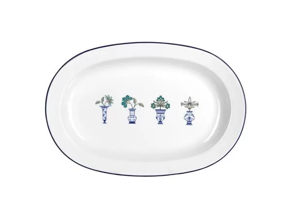Блюдо овальное 35 см, кант синий, Vaso Piccolo DS12