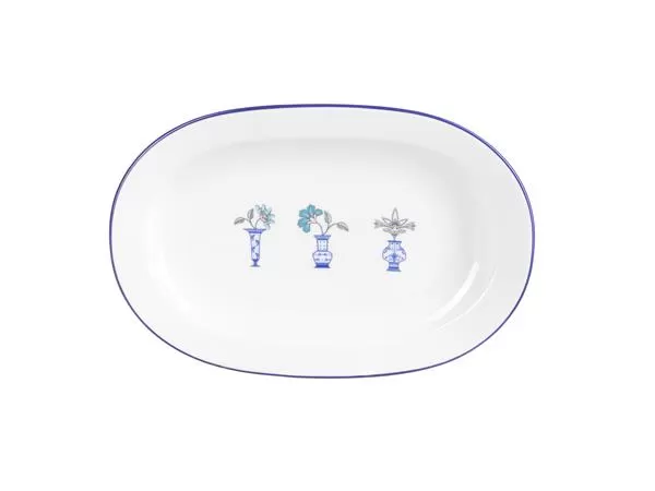 Блюдо овальное 25 см, кант синий, Vaso Piccolo DS11