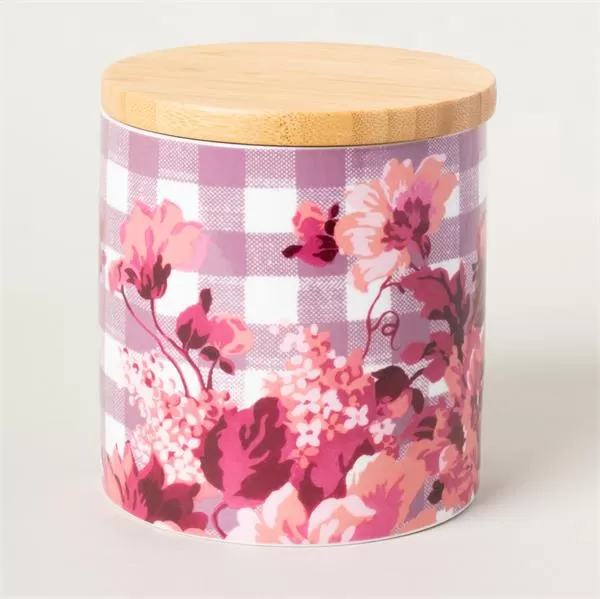 Емкость для хранения с деревянной крышкой 11х11 см, декор GINGHAM