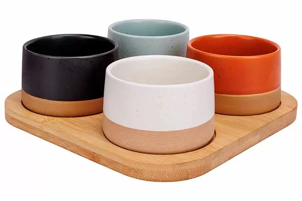 Доска сервировочная 22×22 см + 4 салатника d 9,5 h 5,5 см , DELA