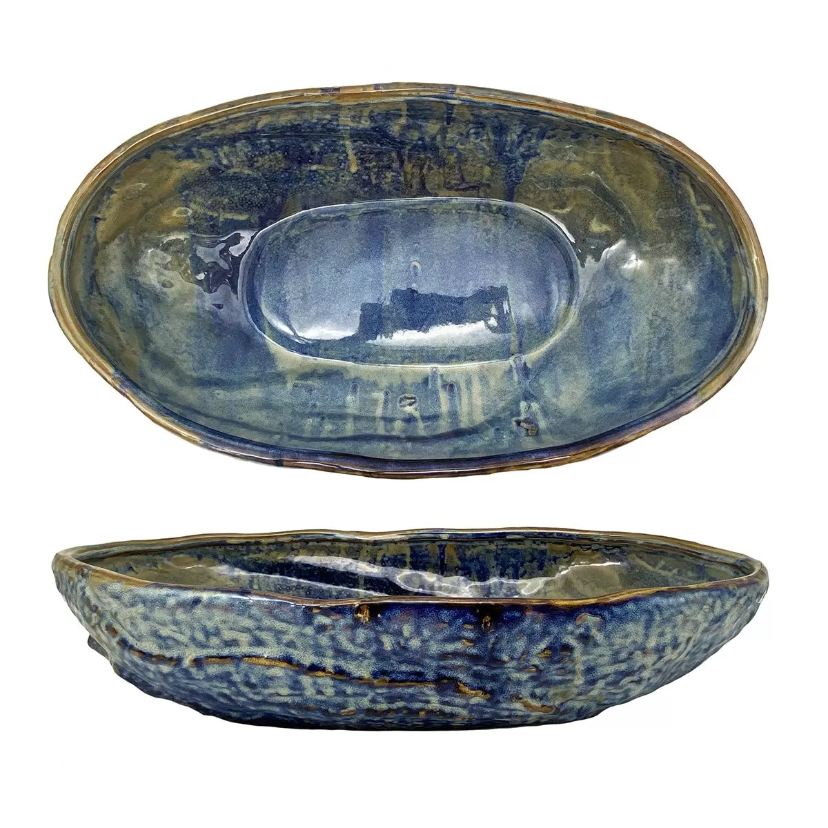 Блюдо 5,5 л, 51*29 см, h=12см, фарфор,серия "Aqua Blue",  P.L. — Proff Cuisine