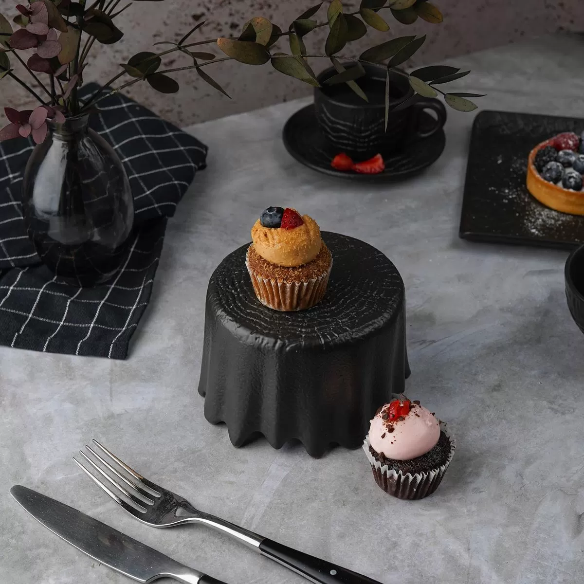 Блюдо для подачи d=12 см, h=7 см, серия "Black Raw Wood" P.L. — ProffCuisine