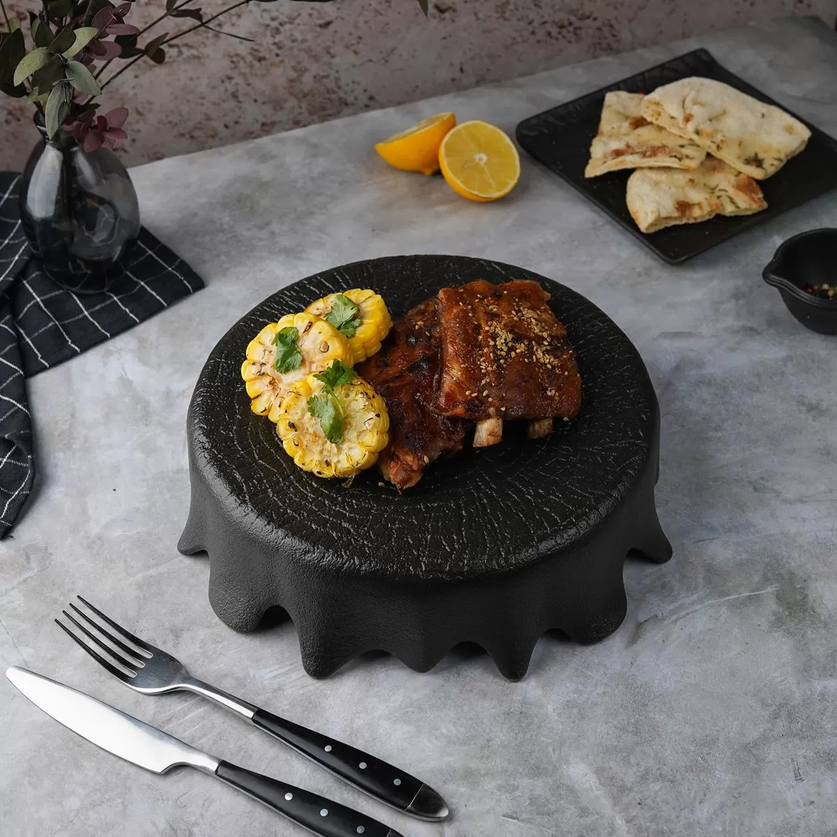 Блюдо для подачи d=25 см, h=7 см, серия "Black Raw Wood" P.L. — ProffCuisine