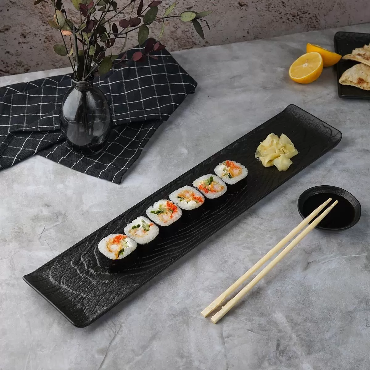 Блюдо прямоугольное 47*10 см, серия "Black Raw Wood" P.L. — ProffCuisine