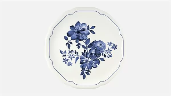 Тарелка мелкая 31 см, безбортовая, декор синий, FLORAL CREATE
