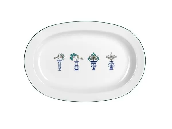 Блюдо овальное 35 см, кант зеленый, Vaso Piccolo DS12