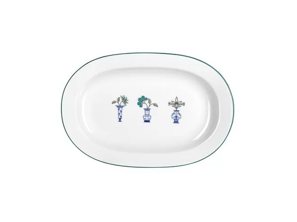 Блюдо овальное 25 см, кант зеленый, Vaso Piccolo DS11