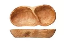 Тарелка на 2 секции 19×8 см h 3 см, оливковое дерево, ORGANIC WOOD