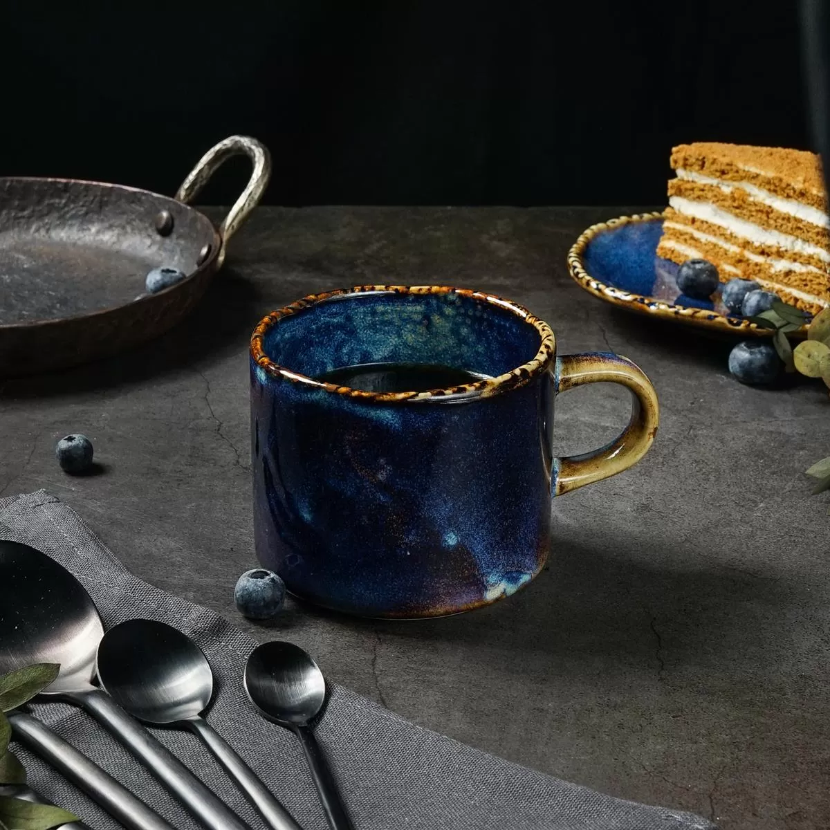 Кружка с ручкой 355 мл, d=9.1см, h=7.9 см, фарфор,серия "Aqua Blue" P.L.