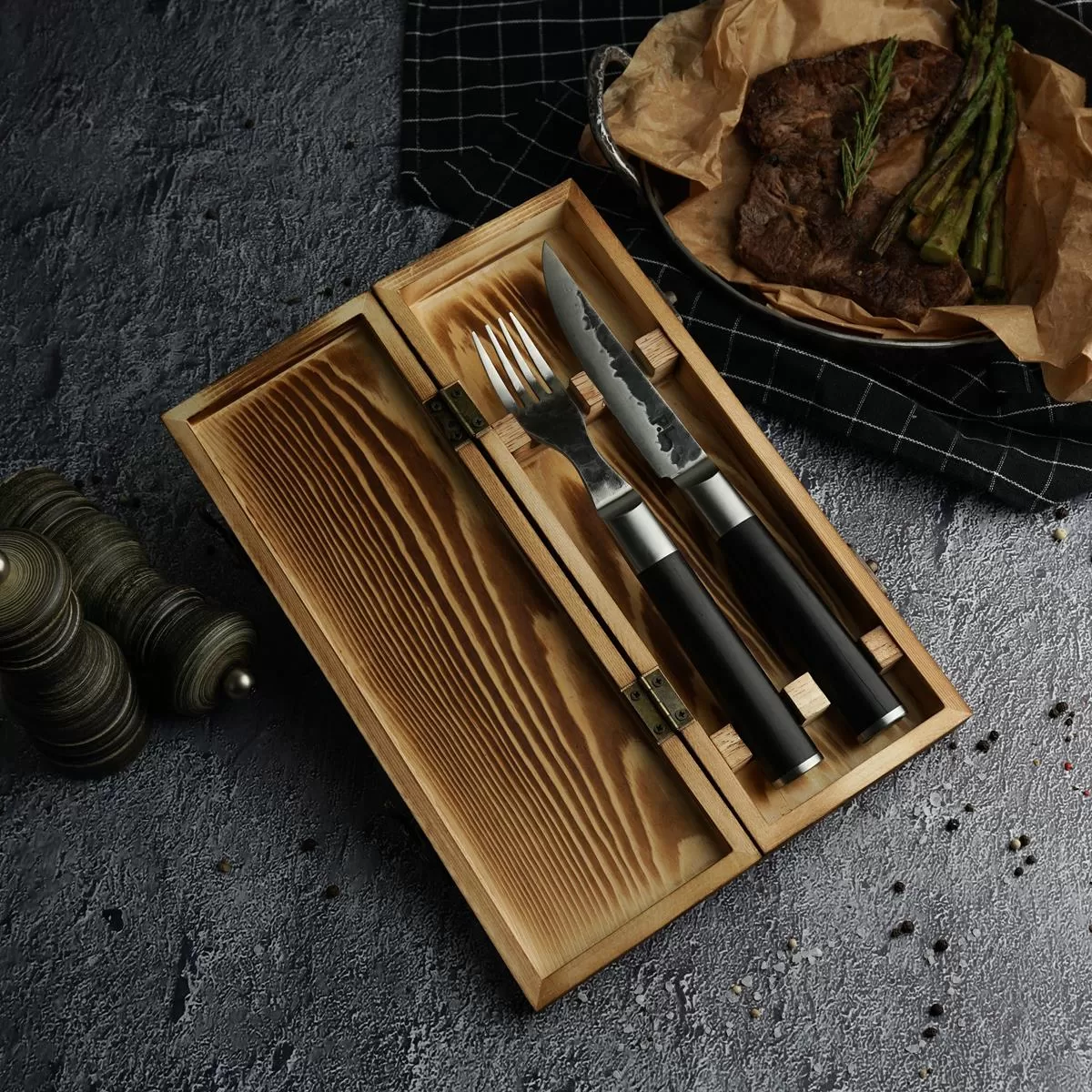 Набор для стейка "Vintage"(нож+вилка),деревянный футляр, R&D / P.L. — Proff Cuisine