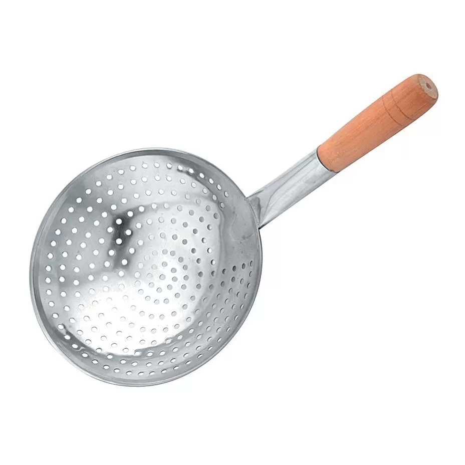 Половник-шумовка короткий "Китайский" с деревянной ручкой, d 28 см,  P.L. Proff Cuisine