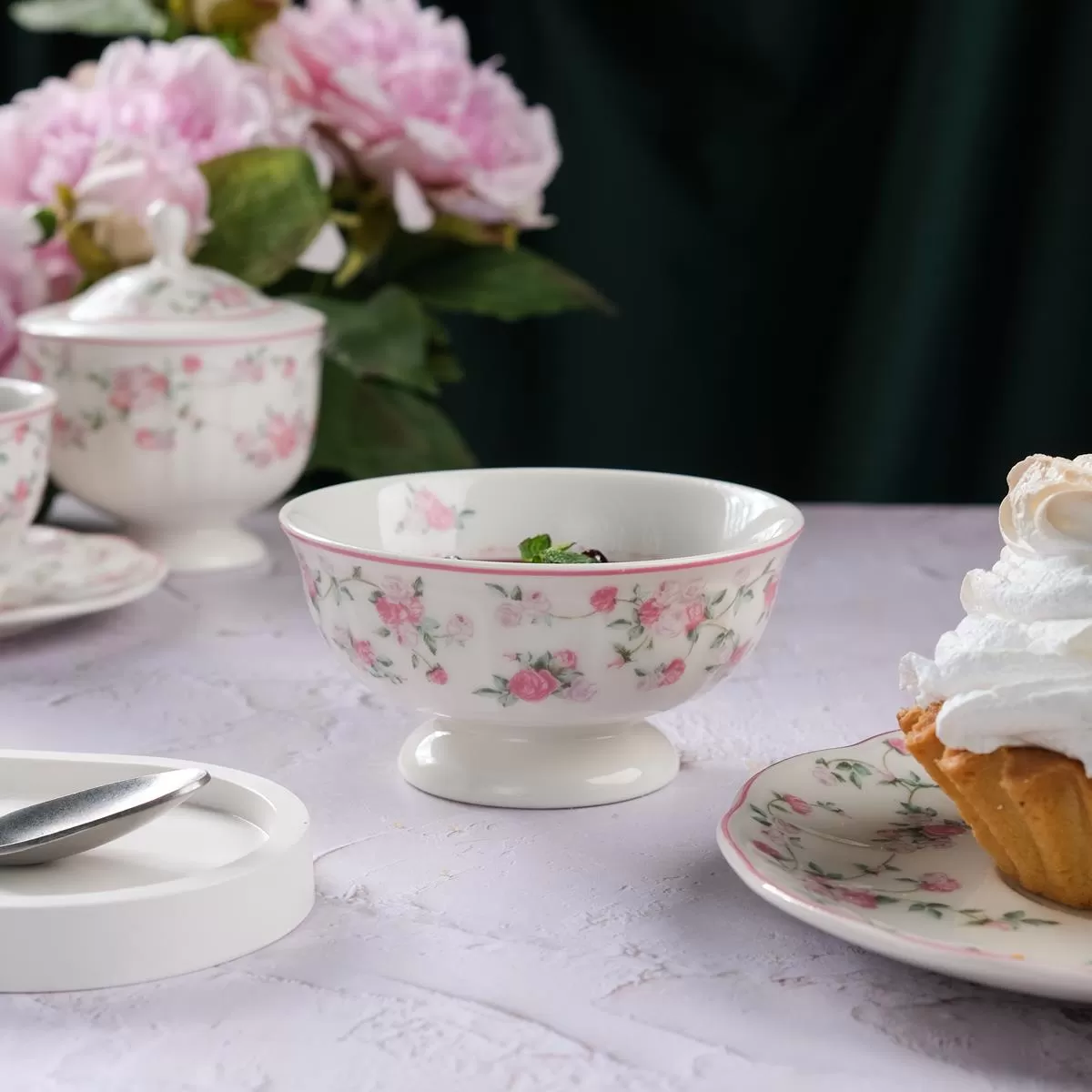 Салатник d=12,5 cм, 200 мл, фарфор "NOBLE" серия "Retro Ritz-La Vie En Rose"