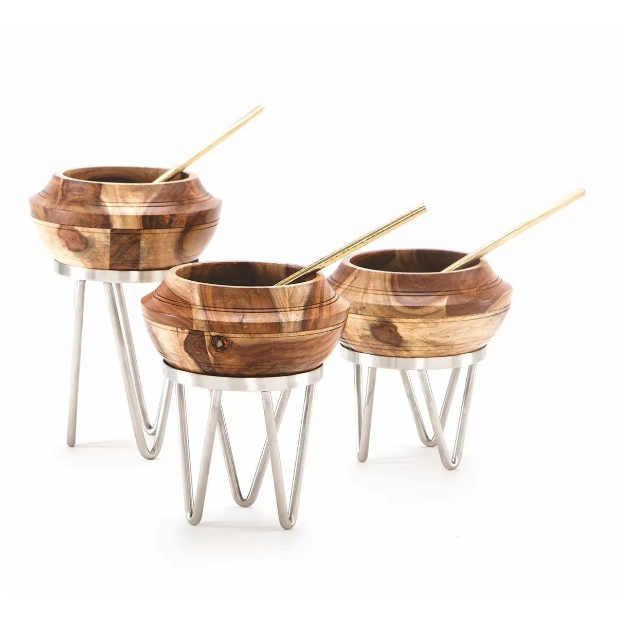 Стойка металлическая для выкладки + салатник из бука,22*22*24 см,  P.L.—Hotelware