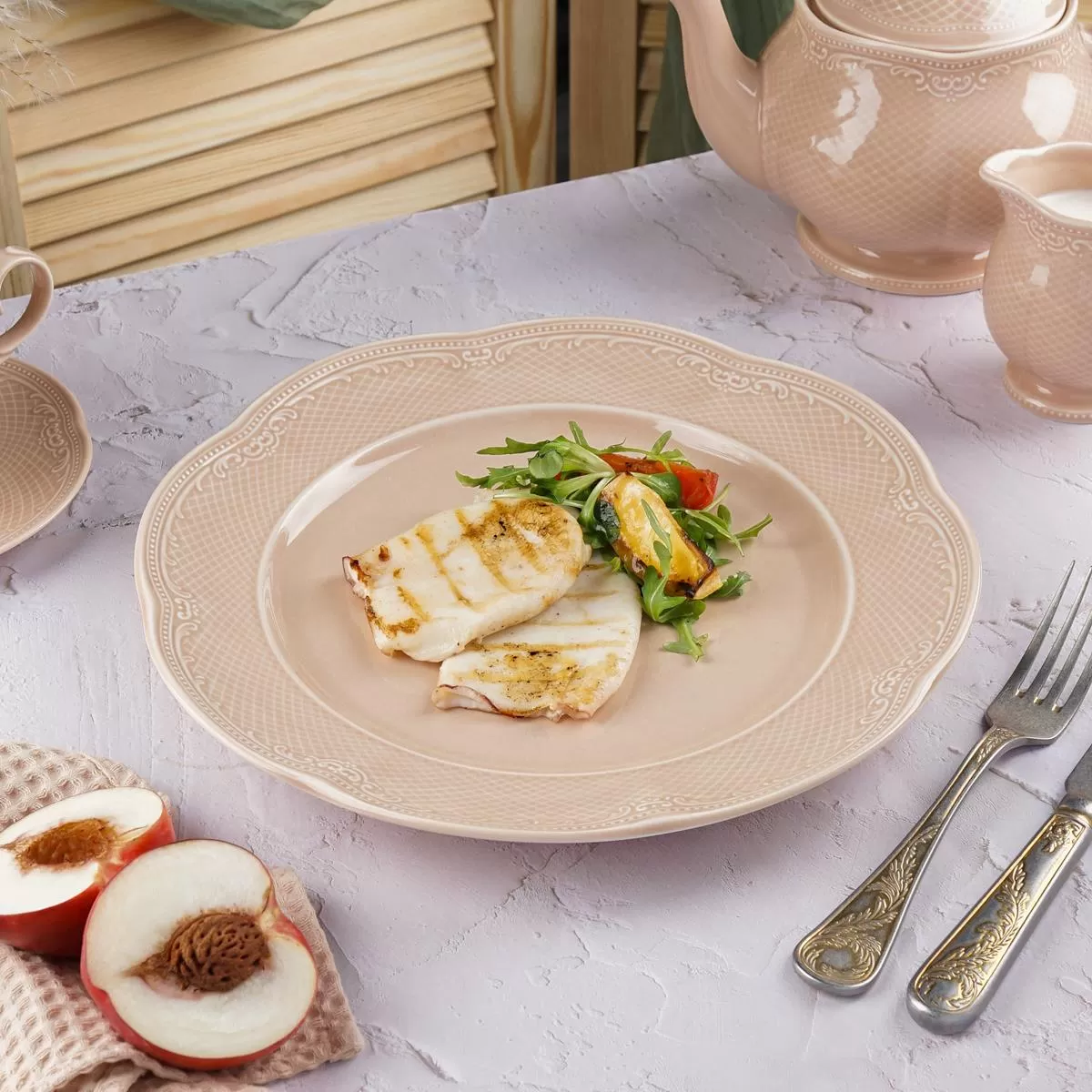 Тарелка 30 см, фарфор,серия "Aristocrat-Peach Tea", Noble
