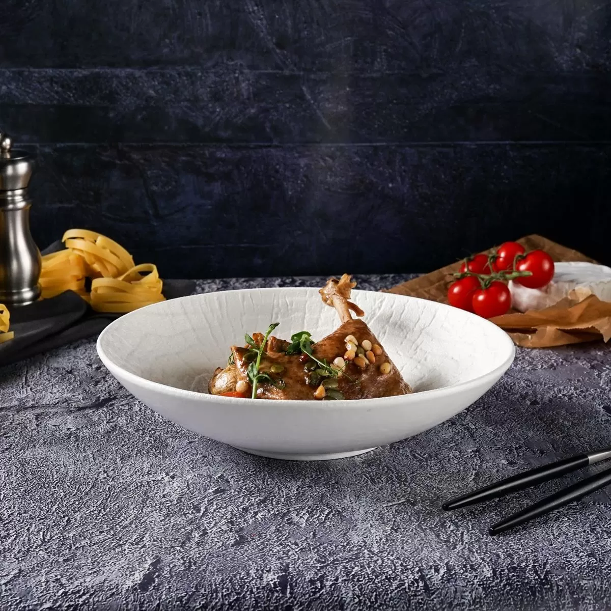 Тарелка для салата d=24см, h=5,7cм, 1000 мл, серия "White Raw Wood" P.L. — ProffCuisine