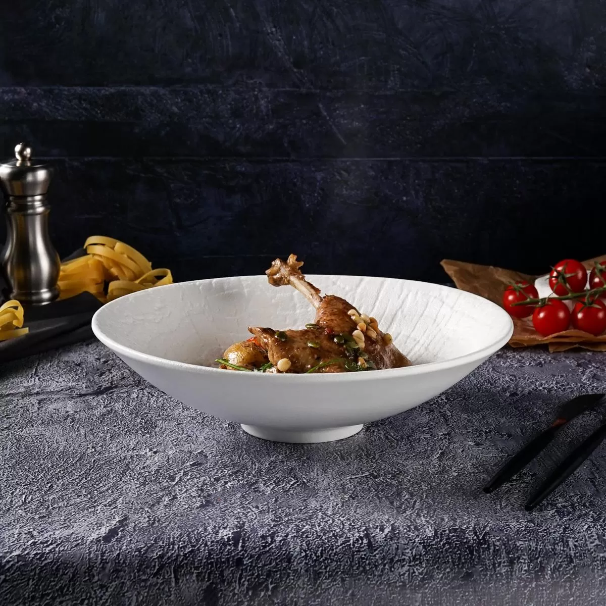 Тарелка для салата d=25см, h=7cм, 1300 мл, серия "White Raw Wood" P.L. — ProffCuisine