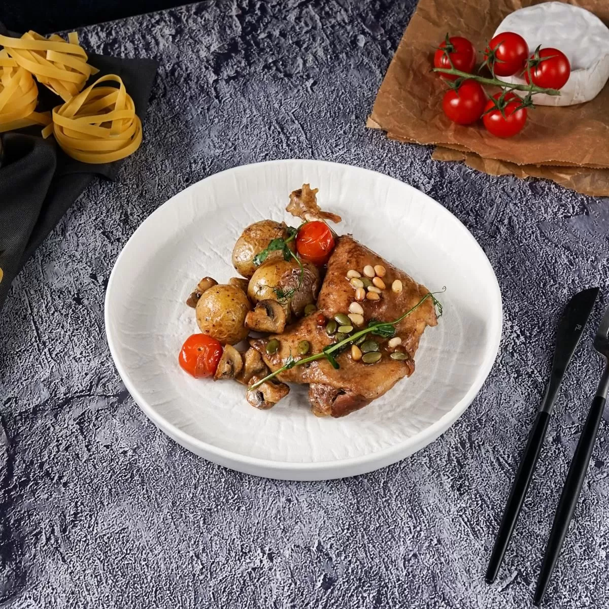 Тарелка круглая с бортом d=23cм, серия "White Raw Wood" P.L. — ProffCuisine