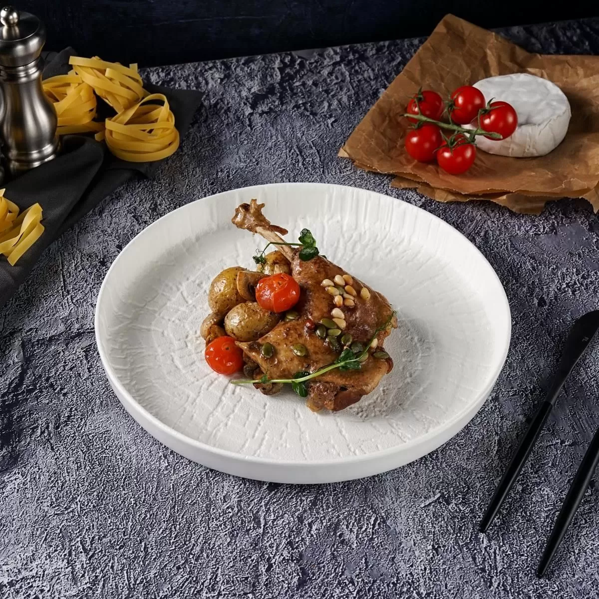 Тарелка круглая с бортом d=27cм, серия "White Raw Wood" P.L. — ProffCuisine