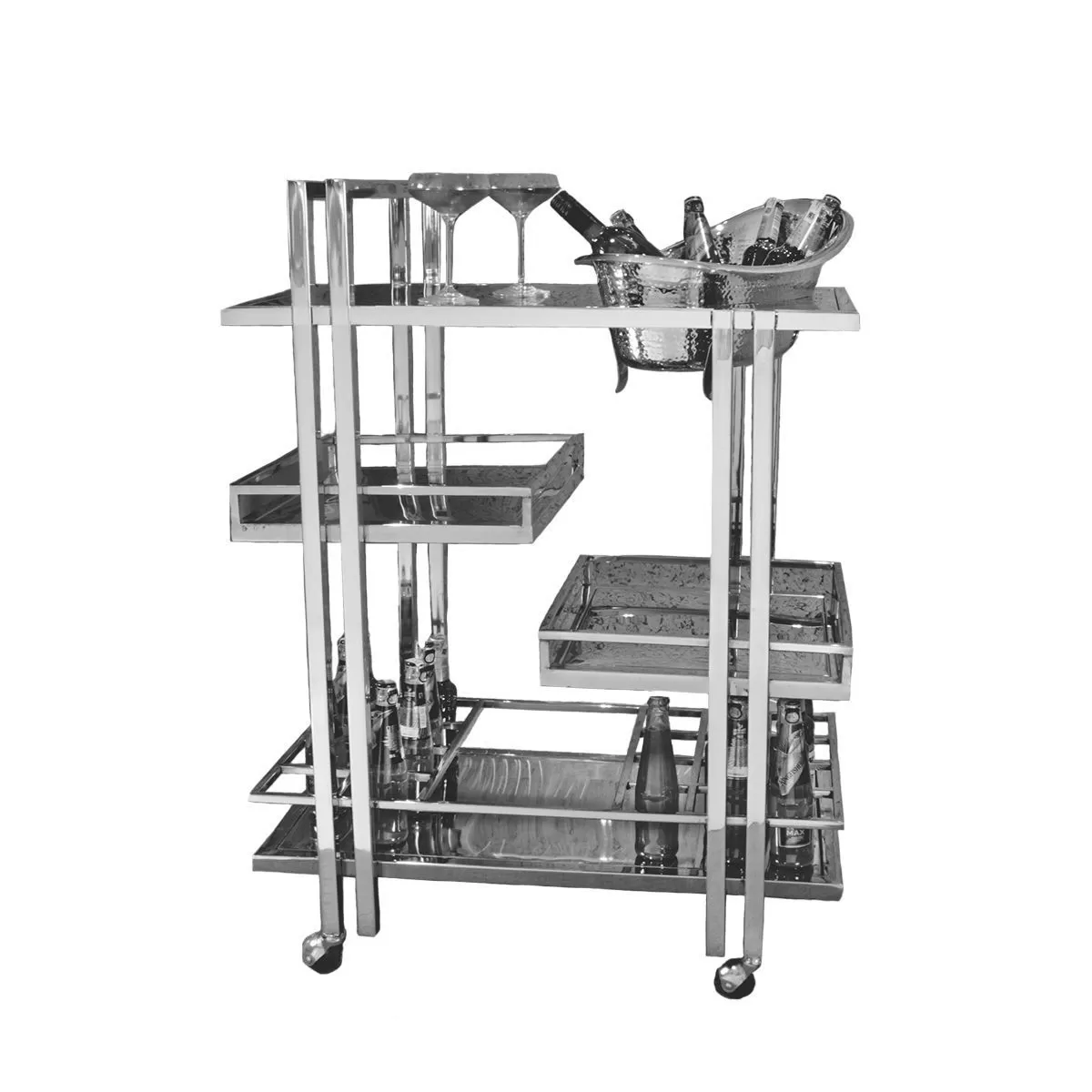 Тележка сервировочная,нержавеющая сталь 81*50*112 см.  P.L.—Hotelware