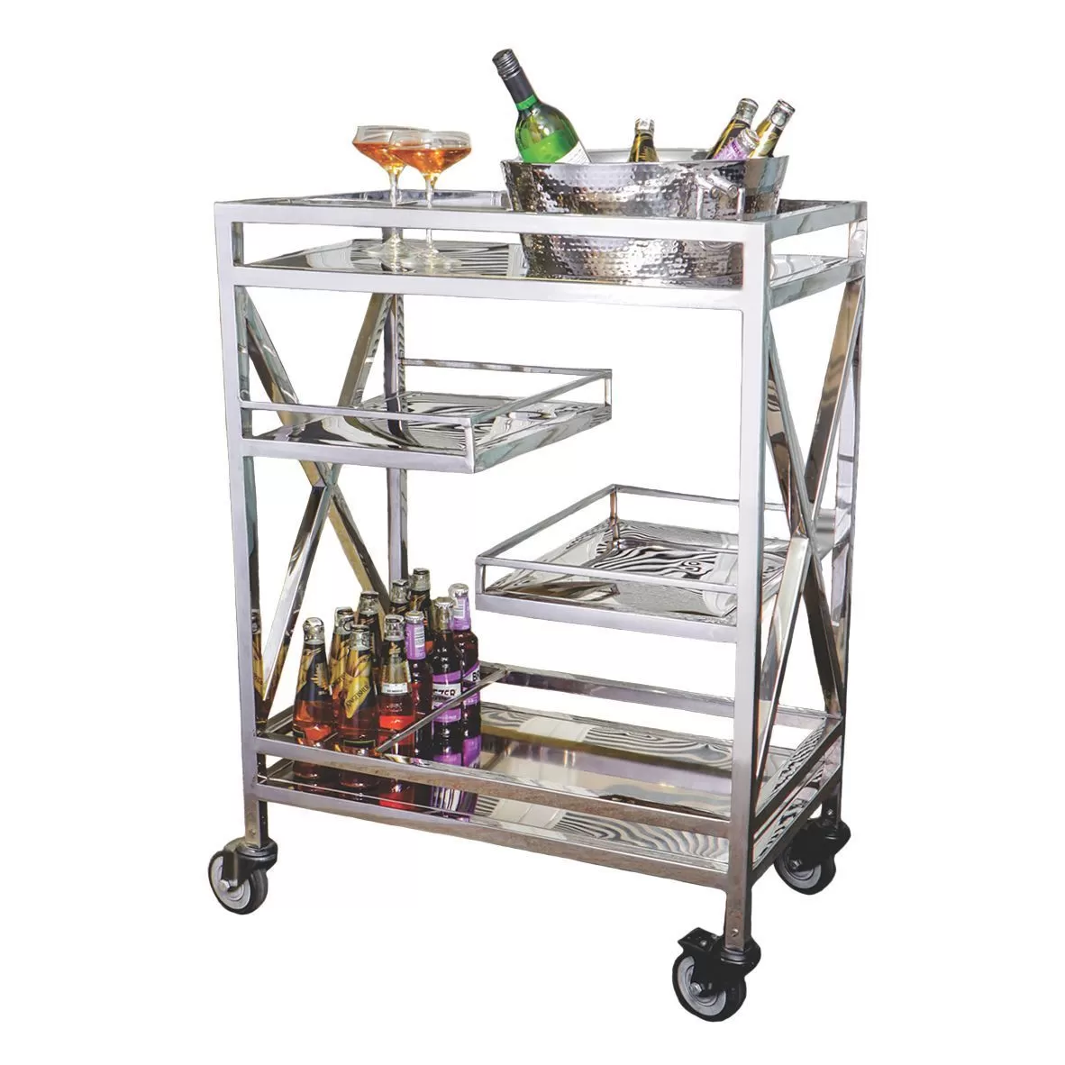 Тележка сервировочная,нержавеющая сталь 75*45*103 см. P.L.—Hotelware