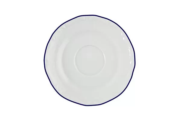 Блюдце 15 см, кант синий