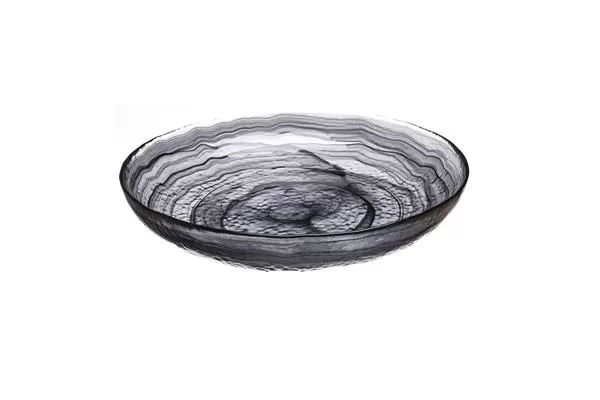 Салатник d 25 см h 4,5 см, стекло, цвет / декор черно-белый, Hammered