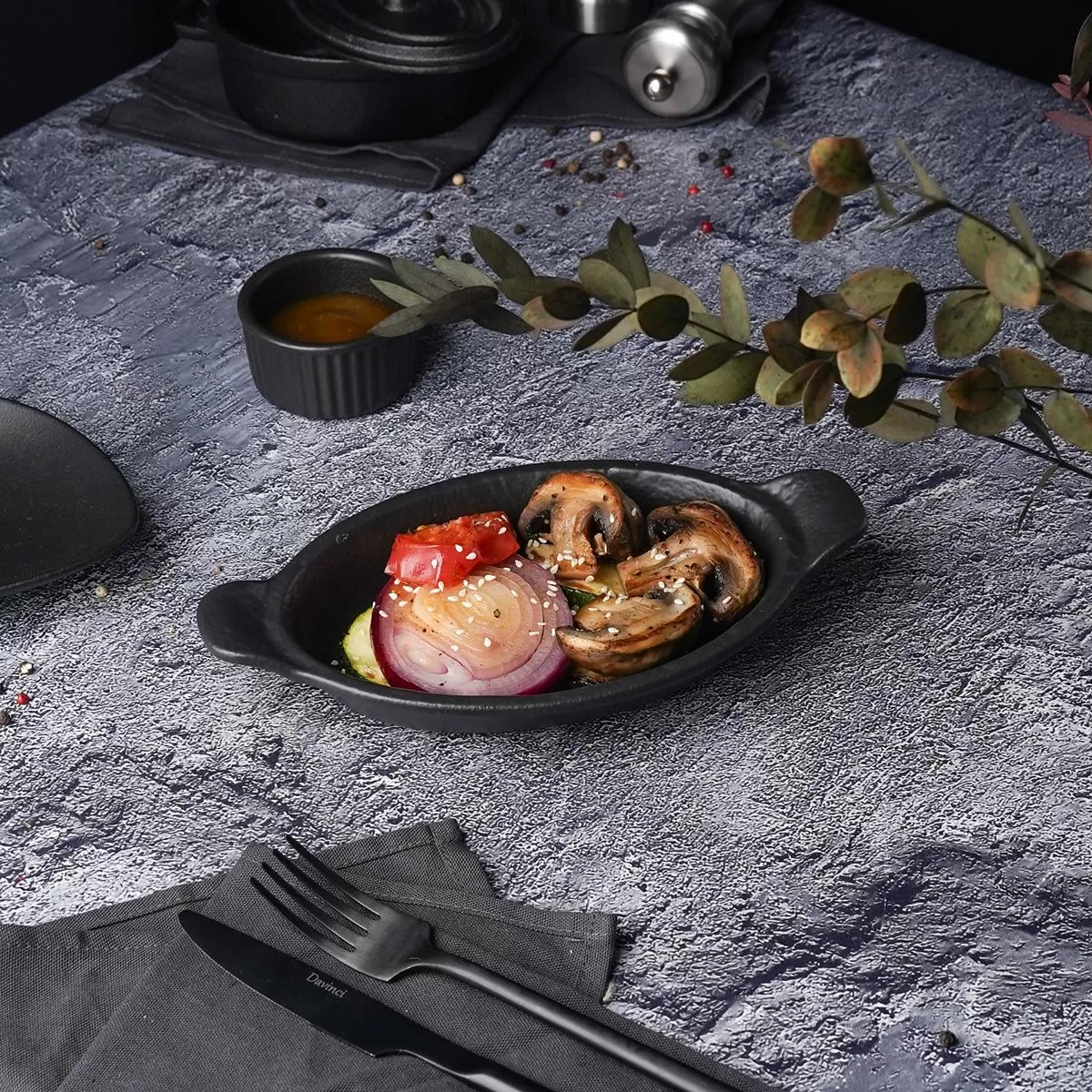 Блюдо для подачи и запекания Black Raw Steller 18,5*12,5*3,5 см, P.L. Proff Cuisine