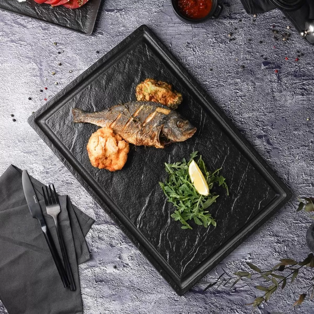 Блюдо для стейка Black Raw Stellar 42*28*1,6 см, P.L. Proff Cuisine