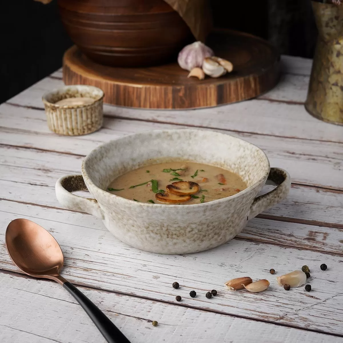 Бульонница с двумя ручками l=16 w=15 h=5.7 см "Brown Spider Silk" / "Stockholm" P.L.-ProffCuisine