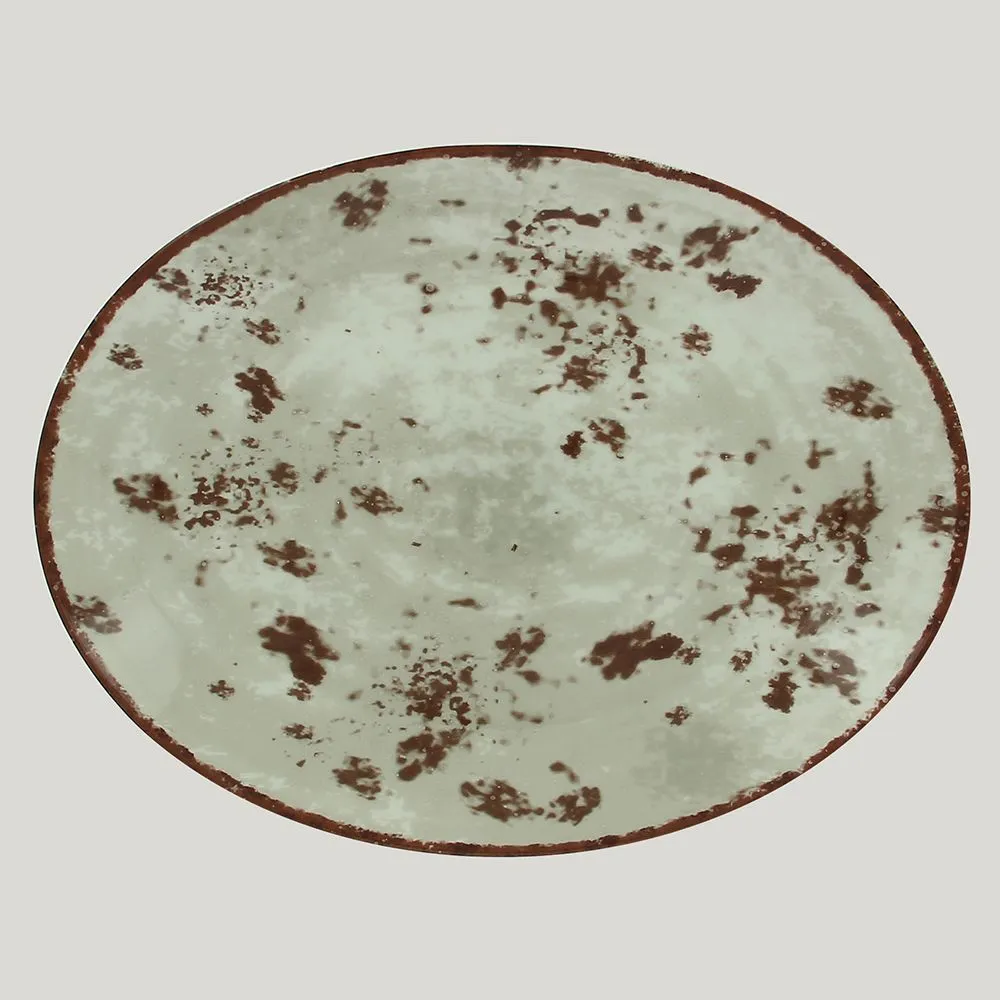 Тарелка RAK Porcelain Перцовый овальная плоская 36*27 см, серый цвет