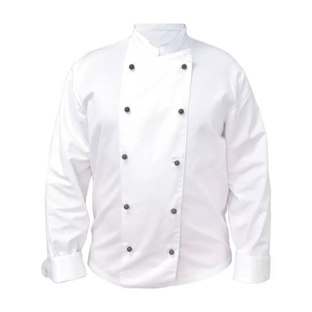 Куртка поварская Chef S с длинным рукавом и черными пуклями, состав: 65% полиэстер, 35% хлопок