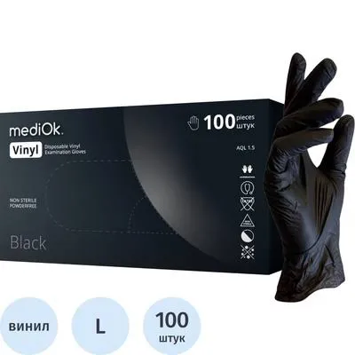 Перчатки ВИТРИЛ неопудр Mediok (L) 50пар/упак /10