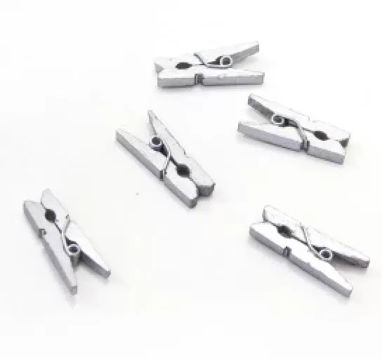 Прищепки деревянные декоративные серебряные Complement 2,5см 50шт/уп