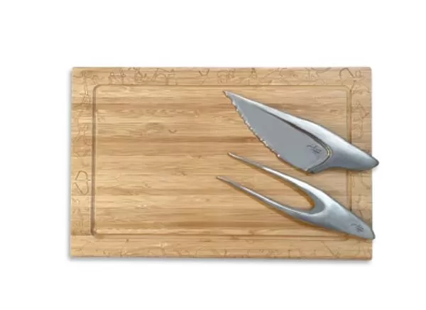 Набор из ножа и вилки для стейка на деревянной подставке, Silex