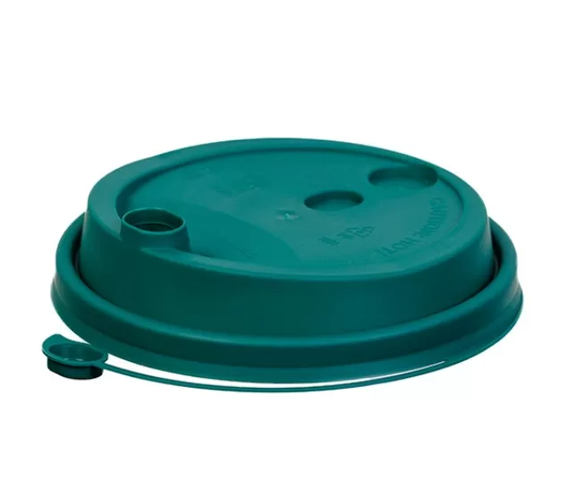 Крышка д/стаканов темно-зеленая с питейником и застежкой 90мм 50шт/упак /20