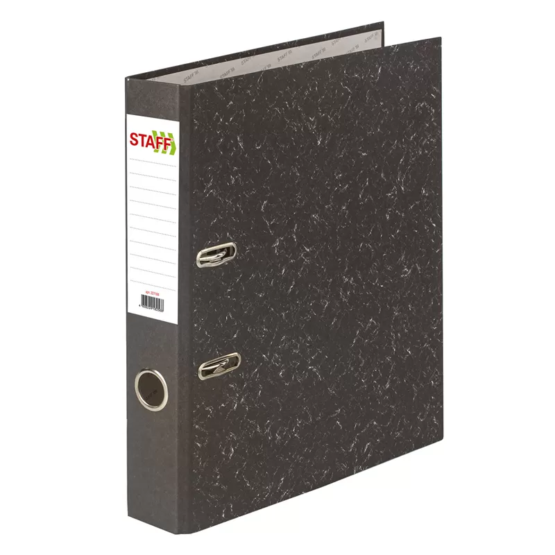 Папка-регистратор STAFF Basic БЮДЖЕТ с мраморным покрытием, 50 мм, без уголка, черн. корешок