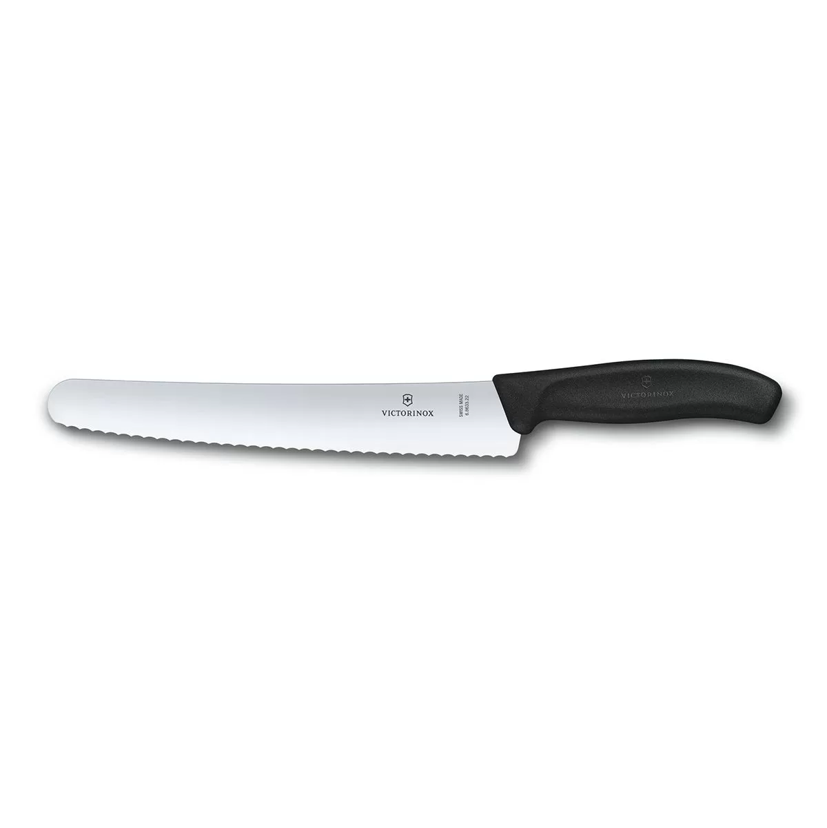 Нож  для хлеба 22 см волнистое лезвие Victorinox чёрный, в блистере