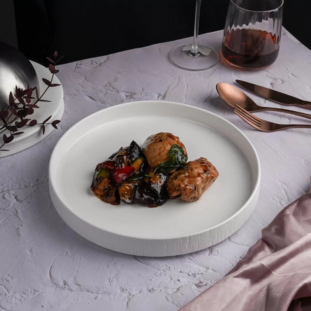 Тарелка с бортом, d=25 см, h=3.5см, серия "Frost White Moon", P.L. — Proff Cuisine