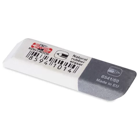 Ластик KOH-I-NOOR 6541/60, 50х13х7 мм, бело-серый, прямоугольный, скошенные края, натуральный каучу